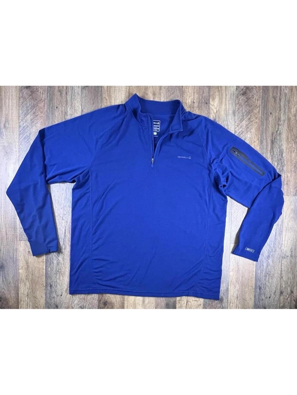 Merrell Quarter Zip Opti-Wick UPF 20 XL Blue Hiking Outdoor Gorpcore Zip Pocket